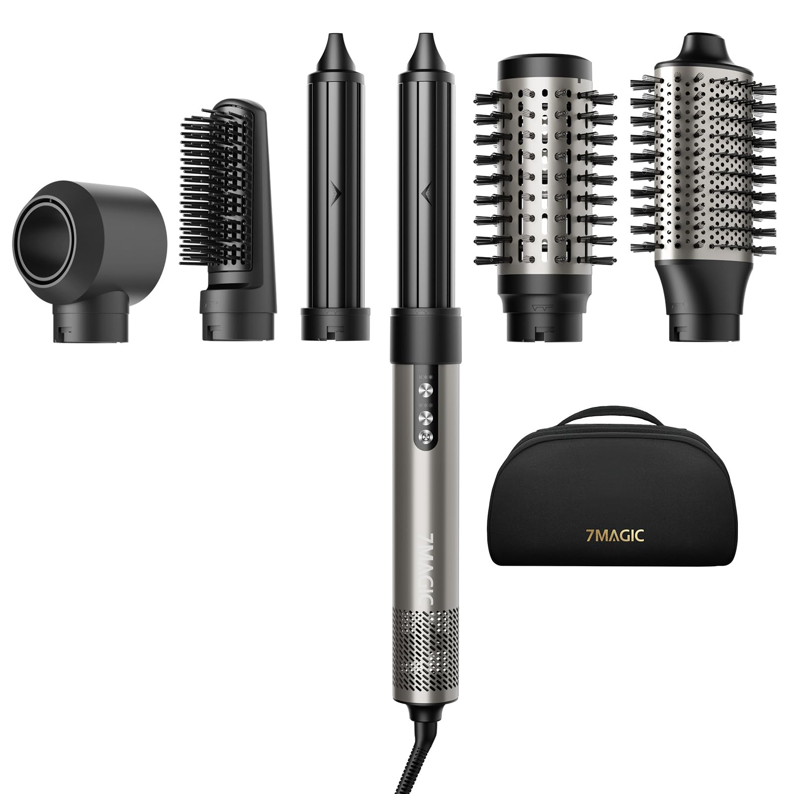 7MAGIC Hair Dryer Brush & 6 in 1 Hair Styler, Silver, 110 Volts